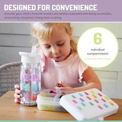 melii Snackle Box | 6-Compartment Divided Snack Container, BPA-Free Food Storage with Removable Dividers for School, Travel & On-the-Go Snacking (Gummy Bears) - color: Gummy Bears
