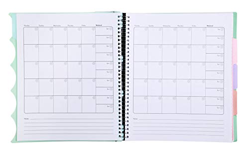 Mintra Office Durable PREMIUM Spiral Notebook, ((Sage Green, 5 Subject (8.5in x 11in)), Fabric Covered Coils, No Snags, College Ruled, Adjustable Pocket Dividers, Ruler, Organization, Student, School - color: Sage Green, size: 5 Subject (8.5in x 11in)
