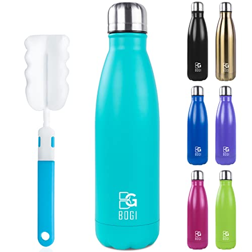 BOGI 17oz Insulated Water Bottle Double Wall Vacuum Stainless Steel Water Bottles, Leak Proof Metal Sports Water Bottle Keeps Drink Hot and Cold - Perfect for Outdoor Sports Camping Biking (Mint) - color: 1 Pack-Mint, size: 17 Ounces