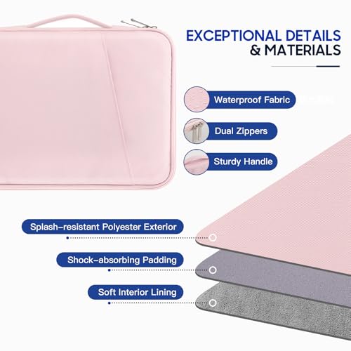 TiMOVO Laptop Sleeve for MacBook Neo 13" 2026 A18 Pro, Pink | Shockproof Protective Bag with Pockets & Handle, Fits MacBook Neo 13" 2026 Model A3404 A18 Pro Chip - color: Pink, size: 13.3 Inch