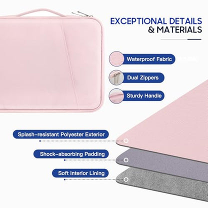 TiMOVO Laptop Sleeve for MacBook Neo 13" 2026 A18 Pro, Pink | Shockproof Protective Bag with Pockets & Handle, Fits MacBook Neo 13" 2026 Model A3404 A18 Pro Chip - color: Pink, size: 13.3 Inch