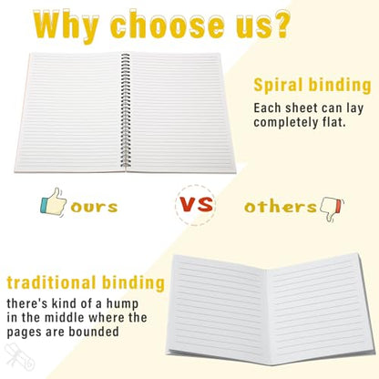 Fuutreo 6 Pack B5 Spiral Notebooks 10.5 x 7.45 Inch College Ruled Aesthetic Journal Kraft Hardcover 70 Sheets (140 Pages) Spiral Notebook for Office Students Work Journaling(Playful,Bright) - color: Playful