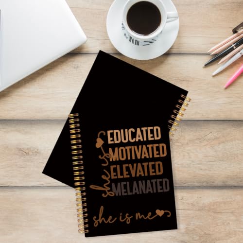Black Girl Magic Gifts Spiral Notebook for Women 5.5x8.3 Inch | African American Inspirational Gifts for Black Women,She Is Me Motivational Brown and Black Notebook Journal - color: Brown and Black white