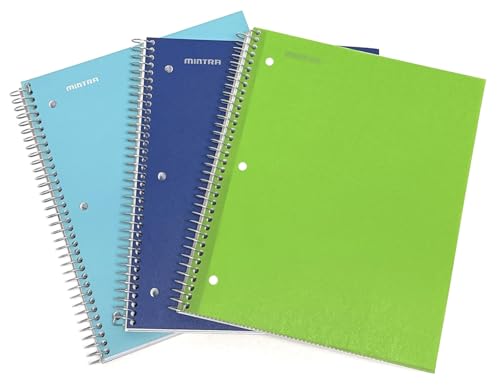 Mintra Office Durable Spiral Notebooks, 3 Subject (Teal, Blue, Green, College Ruled 3pk) - color: Teal, Blue, Green, size: College Ruled 3pk
