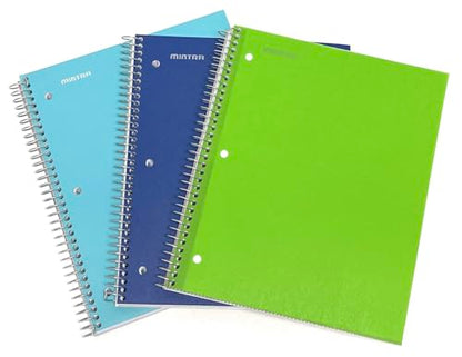 Mintra Office Durable Spiral Notebooks, 3 Subject (Teal, Blue, Green, College Ruled 3pk) - color: Teal, Blue, Green, size: College Ruled 3pk