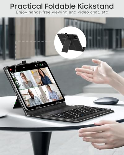 MoKo Universal Tablet Case with QWERTY Keyboard for 9",9.7",10.1",10.2",10.4",10.5",10.9" Tablet, with Removable Wireless Bluetooth Keyboard&Pen Holder for iPad, Samsung, Fire, Pixel, Other - color: Black
