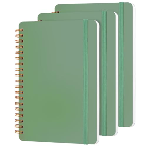 Utron 3 PCS Small Spiral Notebook 5x7, Notebooks for Note Taking, Green Spiral Journal Notebook, Work Notebook Small Notebooks 5x7 with Strap, Cute Notebooks for Women 70 Sheets/Note Books - color: Green, size: 5x7