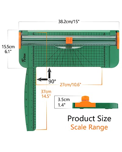 Firbon Green A4 Paper Cutter 12 Inch Titanium Straight Paper Trimmer with Side Ruler for Scrapbooking Craft, Paper, Coupon, Label, Cardstock - color: Green