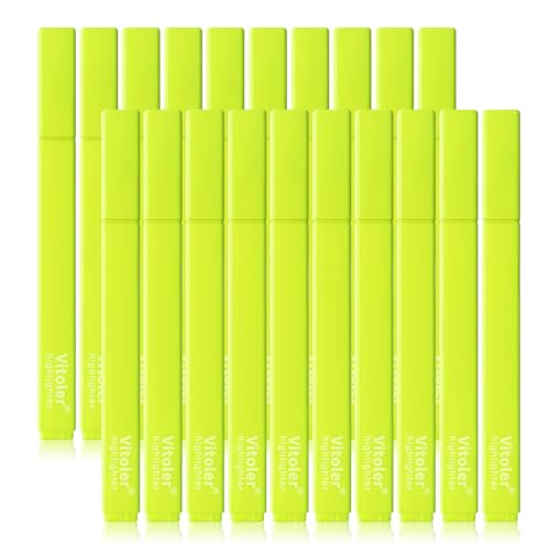 Vitoler Yellow Highlighters Set, Dry Fast,Chisel Tip, 20Pcs | Dry Fast,long lasting high quality for bible study,books,journal,writing,school office - color: YE Fluorescent Colors, size: 20