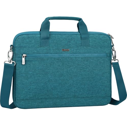 LANDICI 360° Protective Laptop Bag Case 15.6-16 Inch with Shoulder Strap, Waterproof Computer Sleeve Cover for MacBook Pro 16, Acer HP Lenovo Dell ASUS Laptop, Slim Briefcase for Women, Lake Blue - color: Lake Blue, size: 15.6-16 Inch