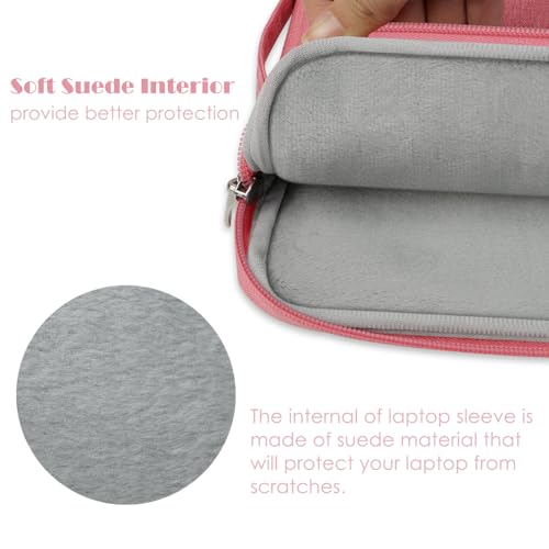 Laptop Sleeve Case for MacBook Air 13.6" & MacBook Pro 13.3" with Handle | WaterProof, with Accessory Pocket, Scratch-resistant,Soft Velvet Lining,Canvas Surfase,for Travel,Home,Office(Pink) - color: Pink
