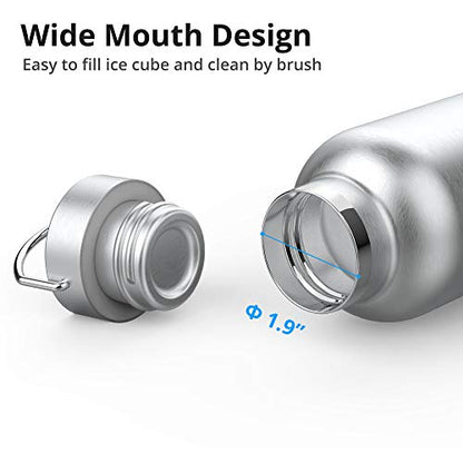 Triple Tree 17OZ Vacuum Insulated Stainless Steel Water Bottle, Double Wall Wide Mouth Lids Keeps beverage Hot or Cold Sweat Proof - color: Insulated, size: 17 Ounces