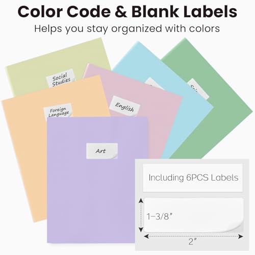 Sooez 6Pack Folders with Pockets, Pastels Colors, Heavy Duty Pocket Folder, Plastic Folders with Pockets, 2-Pocket Folder Bulk, Aesthetic File Folder, Back to School Office Filing Supplies - color: Pastels Colors