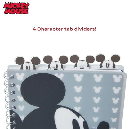 Disney Mickey Mouse Tab Journal Notebook, Spiral Bound, Cute Dividers, 8x7 | Vinyl Cover, Tabbed Dividers, Disney Mickey Mouse School & Office Supplies, Writing Journal, Diary, Travel Notebook, Notepad - style: Mickey Mouse