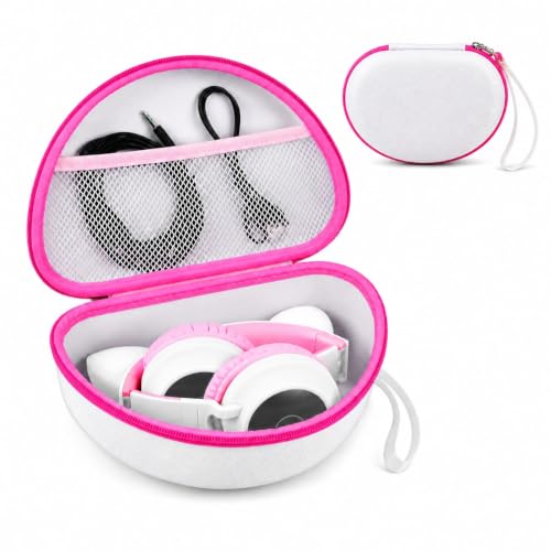 PAIYULE Kids Headphones Case for iClever for Riwbox CT-7S/CT-7, for Candy Headphone with Ear, Hard Shell Protective Case with Accessory Pocket for Travel, School (Box Only) - color: White