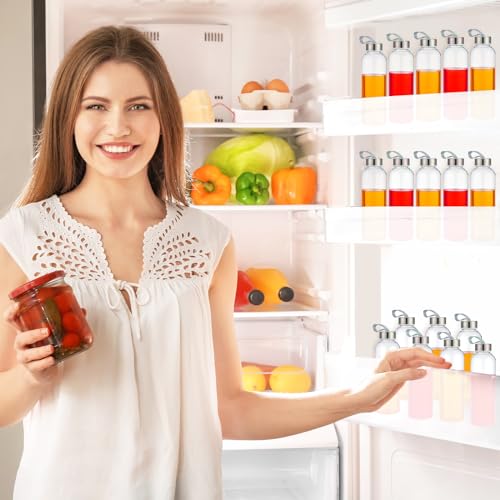 Zubebe 40 Pcs Reusable Water Bottles Bulk Clear Bottles with Stainless Steel Leak Proof Lids Acrylic Bottles with Nylon Carrying Strap Shaker Bottles for Water, Milk, Smoothie, Juice Beverage - size: 14 oz