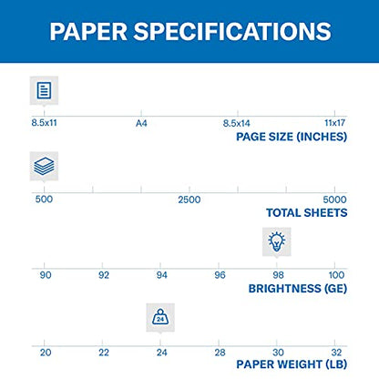 Hammermill Premium Laser Print Paper, 24 lb Copy Paper, 8.5 x 11 Letter Size, 3 Hole - 1 Ream (500 Sheets) - 98 Bright - size: 1 Ream | 500 Sheets, style: 3 Hole (8.5x11)