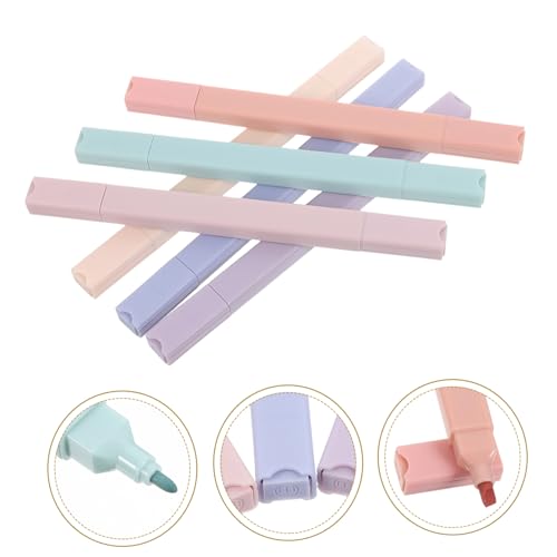 OSALADI Dual-Tip Highlighter Markers 6-Piece Aesthetic Pen Set Chisel and Fine Tip for Note Marking Study and Journaling Supplies