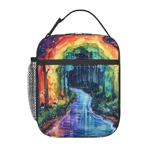 Rainbow Insulated Lunch Box for Women Men Rainbow Lunch Bag for Work,Picnic,Travel,Hiking,Beach or Fishing Polyester - color: Rainbow01
