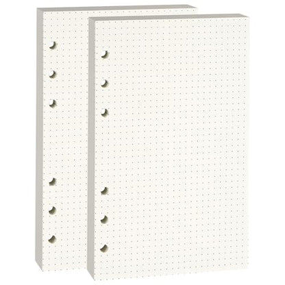 Beige A6 6-Hole Dot-Ruled Refill Paper(Pre-Punched) Fits A6 6-Ring Binder, 100GSM Thick No Bleed-through Sheets, Double Sided Writing for Fountain Pen & Gel Pen (2 Pack) - size: Dot-A6-2