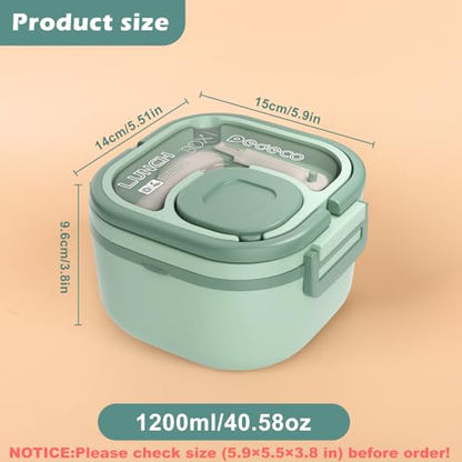PEDECO Single-Layer Bento Lunch Box for Kids & Adults with Removable Stainless Steel Lunch Container,Dressing Container,BPA-Free,Dishwasher Safe - Includes Utensil(Green,Not Insulated) - color: Green, size: Stainless Steel Single Layer