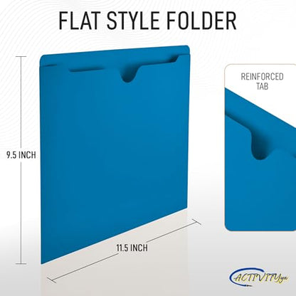 Blue File Jackets, Flat-No Expansion, Letter Size, Reinforced Straight-Cut Tab, 10 Pack - color: Blue