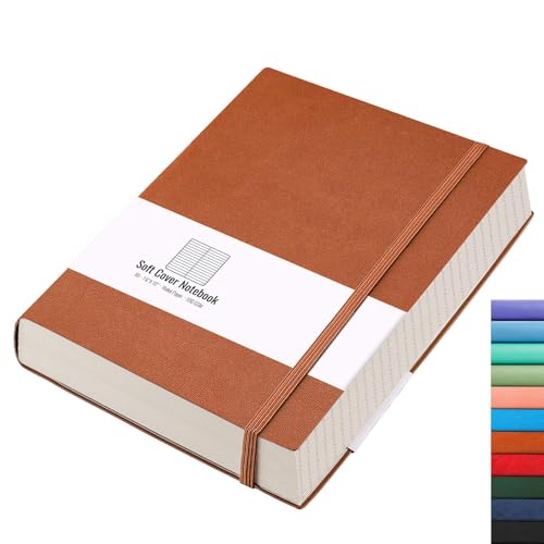 AHGXG College Ruled/Lined Notebook - 320 Numbered Pages B5 Lined Journal, 100gsm Thick Paper, Faux Leather Softcover, Inner Pocket, 7.6'' X 10''-Brown - color: Brown, size: B5