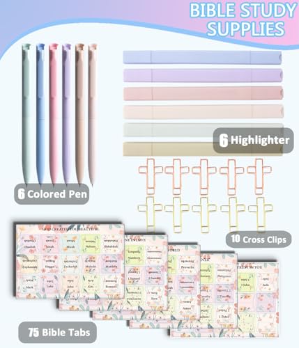 Bible Journaling Kit, Bible Cross Paper Clips, Bible Highlighters and Pens No Bleed - color: Set02