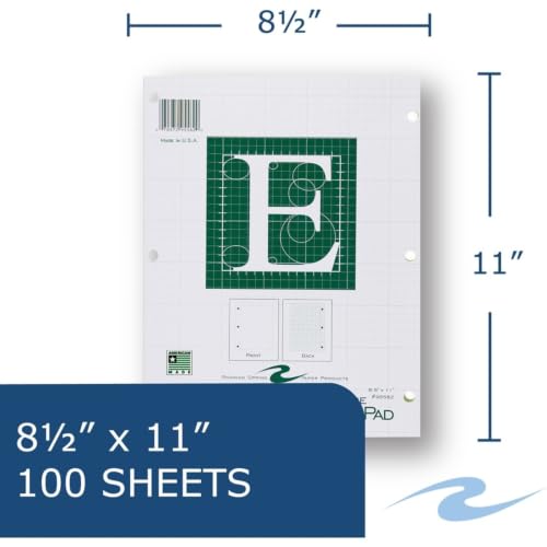 ROARING SPRING Graph Ruled Engineering Pad, Engineering Graph Paper Pad, 5x5 Grid to Edge, 8.5" x 11", 100 Sheets, 3 Hole Punched, Green Tinted Sheets, Made in USA - color: Green, size: Grid-to-Edge (100 Sheets) (Pack of 1)