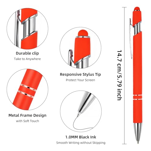 Ballpoint Pen 2-in-1 Stylus 8 Pack, Retractable Ballpoint Pen with Stylus tip Metal Stylus Pen for Touch Screens, 1.0 mm Black Ink (8 PACK) - color: 8 PACK