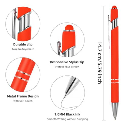 Ballpoint Pen 2-in-1 Stylus 8 Pack, Retractable Ballpoint Pen with Stylus tip Metal Stylus Pen for Touch Screens, 1.0 mm Black Ink (8 PACK) - color: 8 PACK
