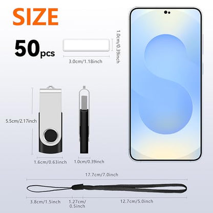 4GB USB Flash Drives Bulk 50 Pack, AreTop USB 2.0 Thumb Drive Bulk | Swivel 4GB USB Storage with 50 Pcs Lanyards and Labels, Memory Stick Indicator Design for Data Transfer and Backup - size: 4GB, style: 50PCS