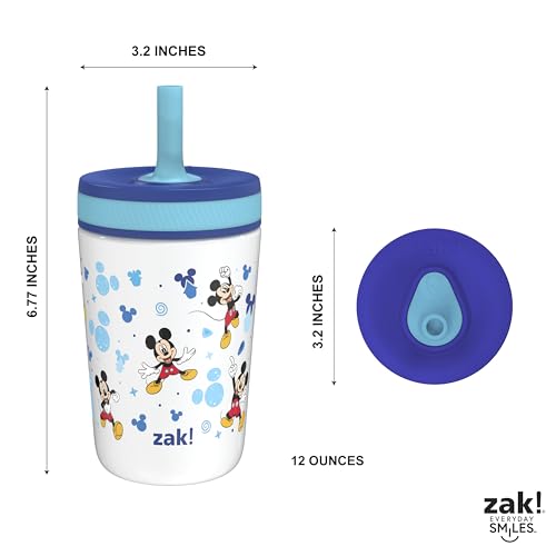 Zak Designs Disney Kelso Toddler Cups For Travel or At Home, 12oz Vacuum Insulated Stainless Steel Sippy Cup With Leak-Proof Design is Perfect For Kids (Mickey Mouse) - color: Mickey