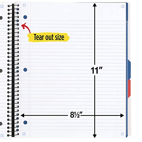Five Star Advance Spiral Notebook + Study App, 3 Subject, College Ruled Paper, 8-1/2" x 11", 150 Sheets, Spiral Guard, Movable Tabbed Dividers, White (73142) - color: White, size: Pack of 1