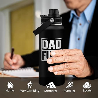 Dad Water Bottle 32oz Stainless Steel Insulated Sports Bottle with Lid, Gifts for Father from Daughter Son, Dad Gifts for Birthday Christmas Fathers Day - color: Dad 3