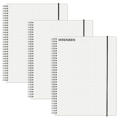 3PCS Graph Grid 120GSM Thick Paper Spiral Notebooks with Removable Elastic Bands, Medium Size Graphing notebook 5.7" x 8.3" (A5, Grid) - size: A5(5.7"×8.3"), style: Grid / 3PCS
