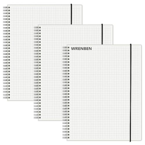 3PCS Graph Grid 120GSM Thick Paper Spiral Notebooks with Removable Elastic Bands, Medium Size Graphing notebook 5.7" x 8.3" (A5, Grid) - size: A5(5.7"×8.3"), style: Grid / 3PCS