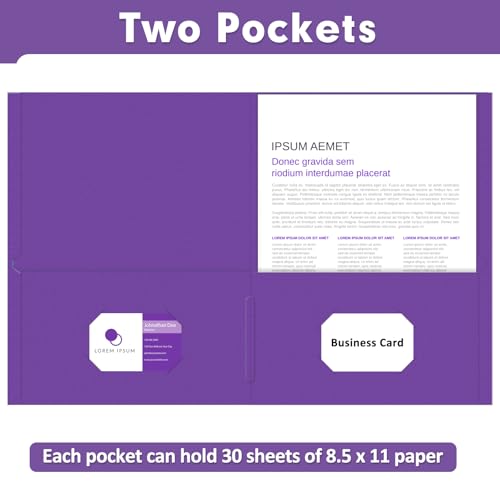 Two Pocket Folders, PANDRI 30 Pack 2 Pocket Folders, Letter Size Paper File Folder for School Office Home Business, Purple - color: Purple