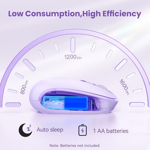 TECKNET Wireless Mouse,Bluetooth Mouse (BT5.3/5.0 & 2.4G) with USB Receiver Silent Optical Computer Mice，Wide Compatibility - color: Purple