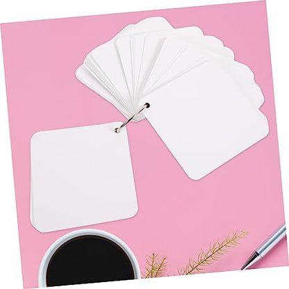 Index Cards Blank Flash Cards for Studying Diy Note Pads Pre Punched Metal Binder Rings - size: 9.8X9.8X0.01CM