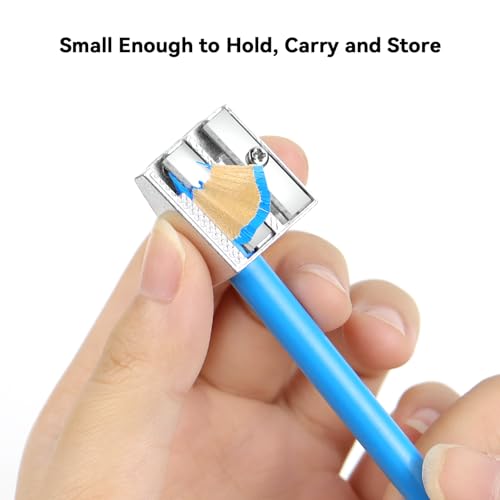 4 Pack, 2 Holes Handheld Metal Pencil Sharpener | Alloy Manual, Durable and Drop-resistant Pencil Sharpener, Pencils of different sizes, Schools, Offices, Homes, Art Projects - color: 4 Pack