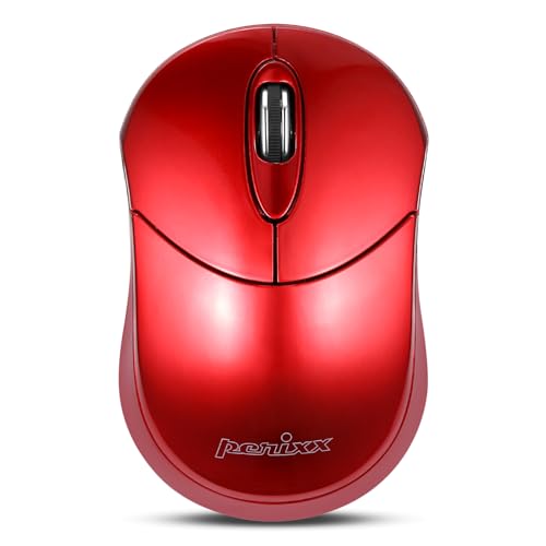 Perixx PERIMICE-802R Bluetooth Wireless Mouse – Compact Portable Design for Windows, macOS, iOS, and Android – 1200 DPI Optical Sensor – Red