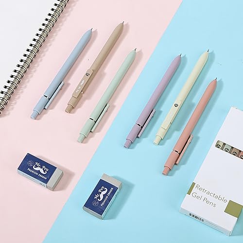 Mr. Pen- Retractable Gel Pens, 6 Pack, Pastel Barrels, Black Ink, Fast Dry | Fine Point 0.5mm, Cute Aesthetic for Journaling - color: Pastel Barrels