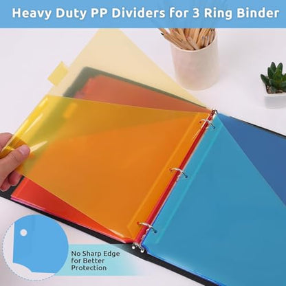 SKYDUE Binder Dividers with Tabs and Pockets,8 Tab Dividers for 3 Ring Binder, Plastic Binder Dividers with 2 Pockets & 16 Blank Labels, Blue - color: Style A(blue)