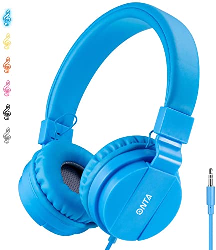 ONTA Kids Headphones for Boys Girls - Child Student Headset Wired Plug Toddler Earphones School Teen on Ear for Ipad | Computer | Smart Phone | Amazon Fire Tablet | Laptop | Plane Travel | Game, Blue - color: Blue