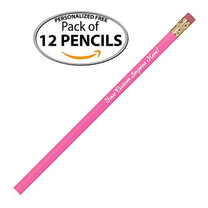 Express Pencils™ Personalized Pencils Round Custom Imprinted with your Name - Text - Logo - Message- 12 pkg - Includes Personalization - Great Gift Idea (Deep Pink) - color: Deep Pink