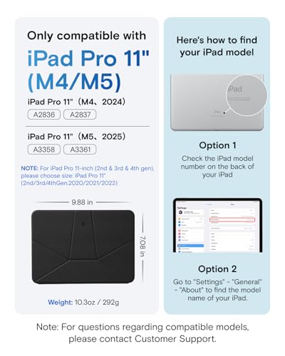 MOFT Dynamic Folio Case for iPad Pro 11- inch (M5 2025 / M4 2024), Slim Magnetic Stand Case with 20+ Viewing Angles, Auto Wake/Sleep, Ultra Thin, Jet Black - color: Jet Black, size: iPad Pro 11"(M5 2025/M4 2024)