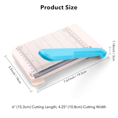 Briartw Professional 6" Guillotine Paper Trimmer & Craft Cutter - Precision Blade for Paper,Photos,Cardstock,Fabric,Leather with Self-Sharpening Blade, Inch/Cm Grid, Portable Paper Cutter for Crafting - color: Mini（4.25"x6"）