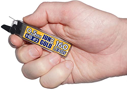 June Gold 1920 Pieces, 0.5 mm HB #2 Lead Refills, 12 Dispensers, 160 Pieces Per Dispenser, Fine Thickness, Break Resistant Lead/Graphite - style: 0.5 mm