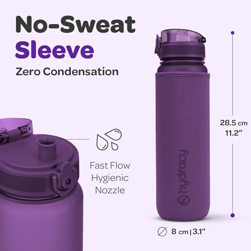 Hydracy Water Bottle with Time Marker - Large 32 oz BPA Free Tritan Plastic Bottle with No Sweat Sleeve, Leakproof, Ideal for Gym, Sports & Outdoors | Leak Proof Gym Bottle with times to drink and no sweat Sleeve - Ideal for Fitness Sports & Outdoors - co